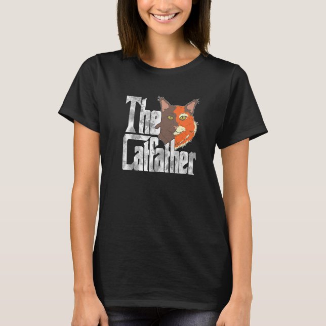 Camiseta The Catfather Cat Father Mafia Whiskers Male Daddy (Anverso)