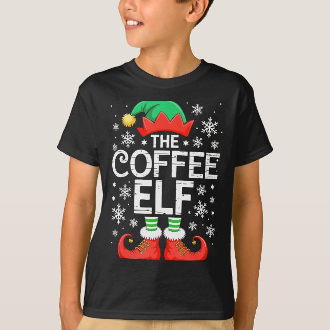 Camiseta The Coffee Elf Shirt Men Women Family Matching Chr (Anverso)