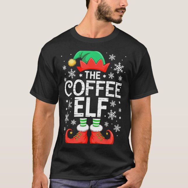 Camiseta The Coffee Elf Shirt Men Women Family Matching Chr (Anverso)