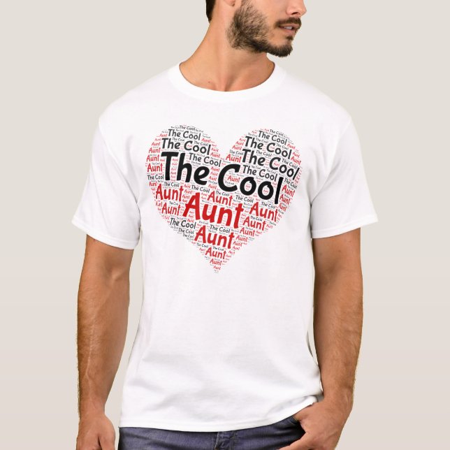 Camiseta The Cool Aunt, Best Aunt Ever Heart Word Cloud. (Anverso)