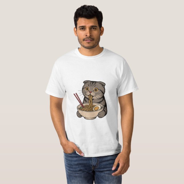 Camiseta  The Cozy Cat Slurping Noodles (Anverso completo)