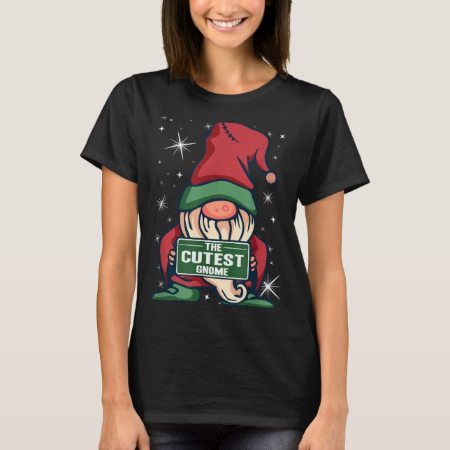Camiseta The Cutest Gnome Xmas Elf Matching Family Christma (Anverso)