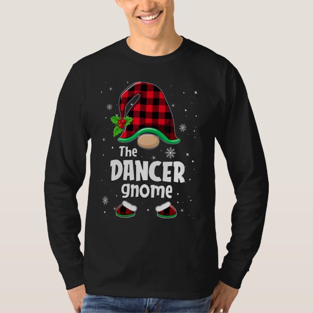 Camiseta The Dancer Gnome Buffalo Plaid Christmas Matching  (Anverso)