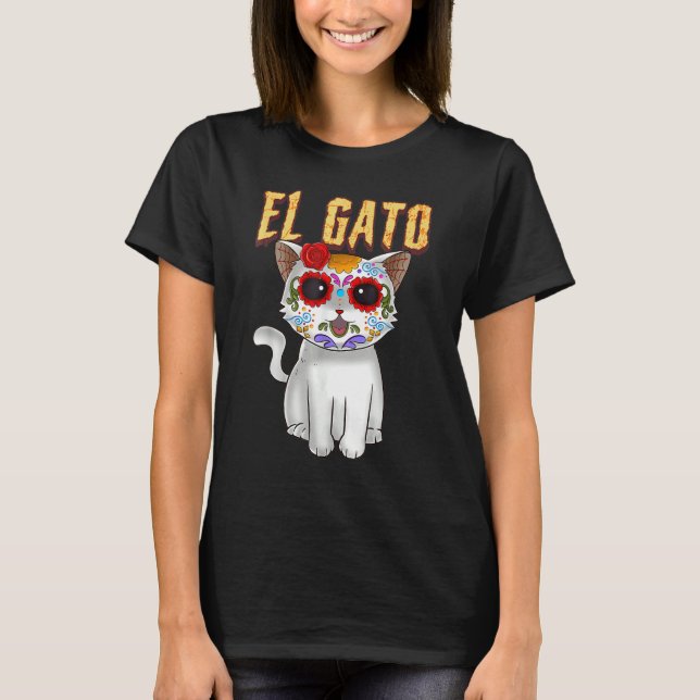Camiseta The Day of Dead Cute Sugar Skull Cat Dia de Los Mu (Anverso)