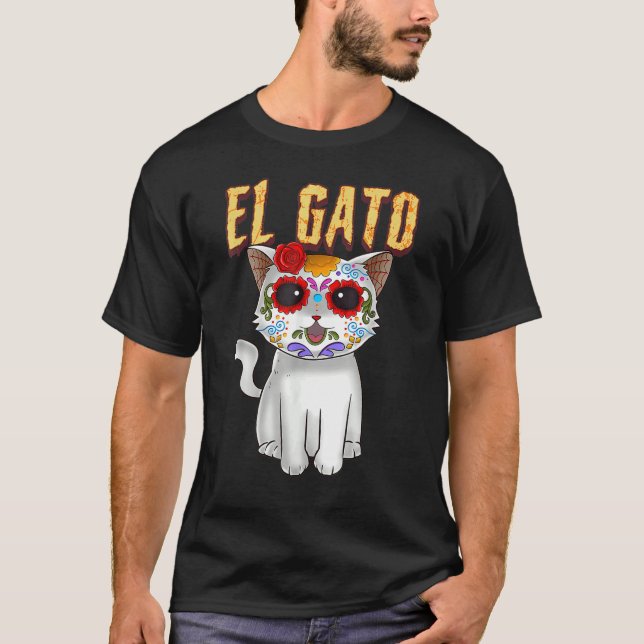 Camiseta The Day of Dead Cute Sugar Skull Cat Dia de Los Mu (Anverso)