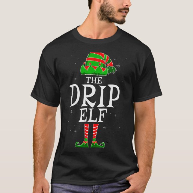 Camiseta The Drip Elf Group Matching Family Christmas Swag  (Anverso)