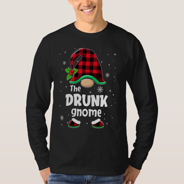 Camiseta The Drunk Gnome Buffalo Plaid Christmas Matching F (Anverso)