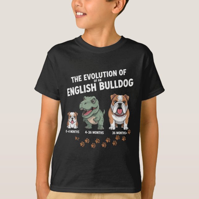 Camiseta The Evolution Of An English Bulldog Funny  (Anverso)