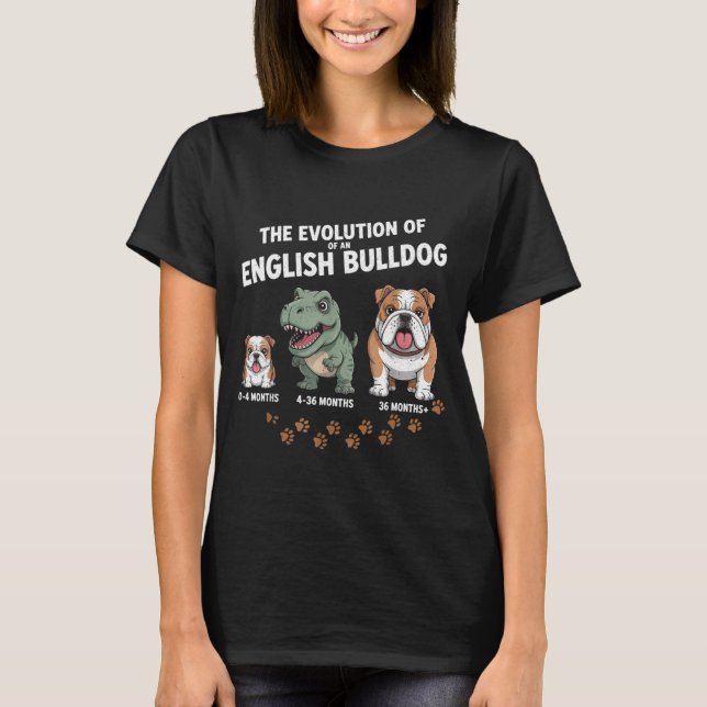 Camiseta The Evolution Of An English Bulldog Funny  (Anverso)