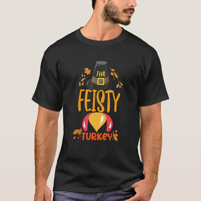 Camiseta The Feisty Turkey Family Thanksgiving Outfits Matc (Anverso)