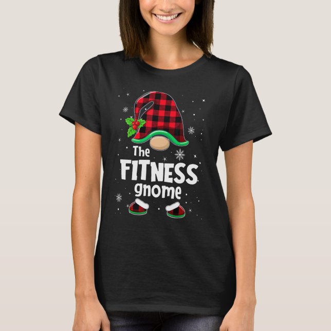 Camiseta The Fitness Gnome Buffalo Plaid Christmas Matching (Anverso)