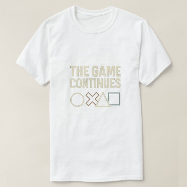 Camiseta The Game Continues - Play-Inspired Neon Symbols De (Diseño del anverso)