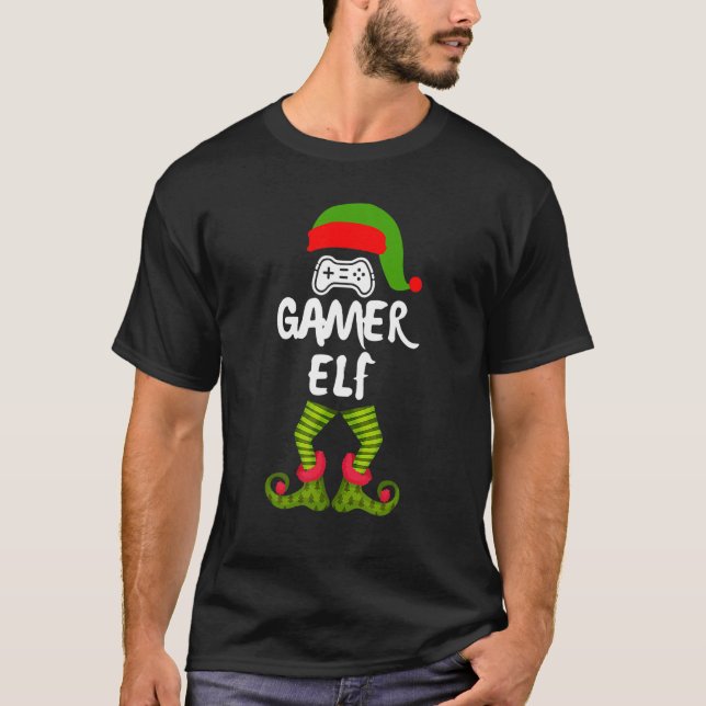 Camiseta The Gamer Elf Christmas Pajama  For Gamer Boys (Anverso)