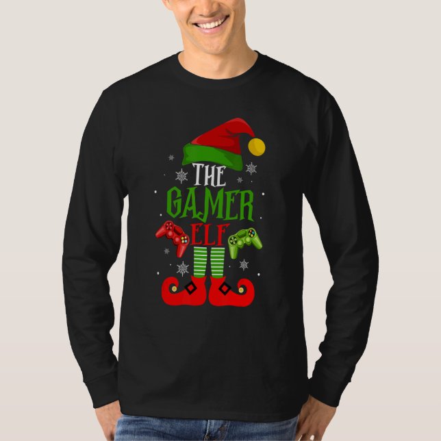 Camiseta The Gamer Elf Family Matching Christmas Pajama Hap (Anverso)