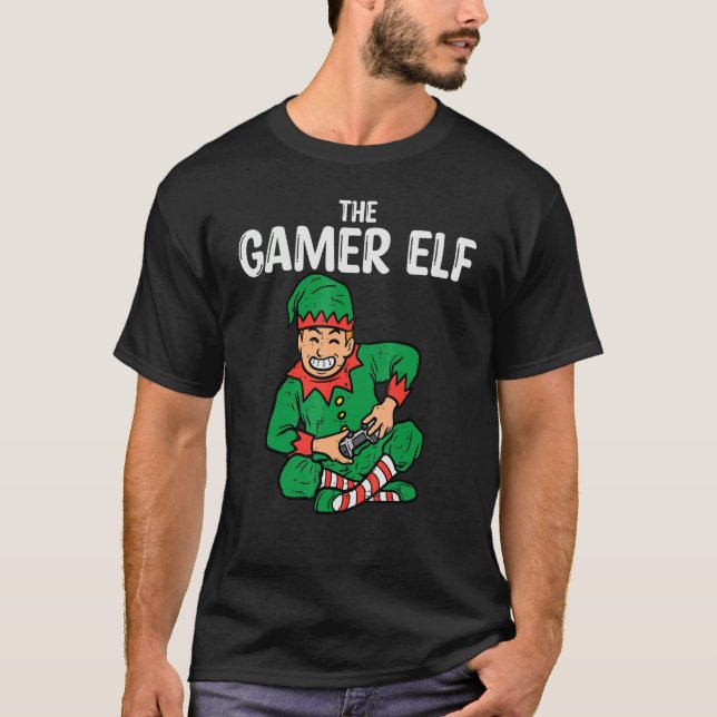 Camiseta The Gamer Elf Xmas Boys Christmas Gaming Men Kids (Anverso)