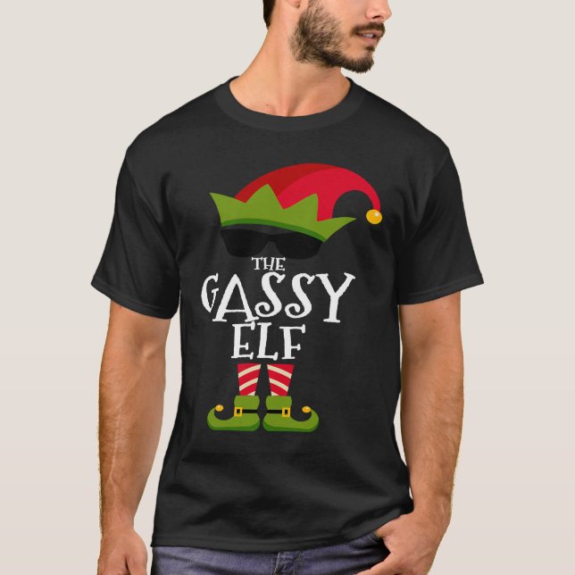 Camiseta The Gassy Elf Costume Matching Family Group Christ (Anverso)