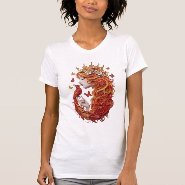 Camiseta The "Gilded Phoenix & Bloom" Premium 3D Paper Quil (Anverso)