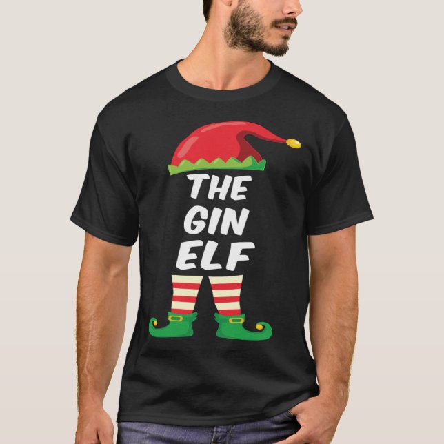 Camiseta The Gin Elf Family Matching Funny Christmas Costum (Anverso)