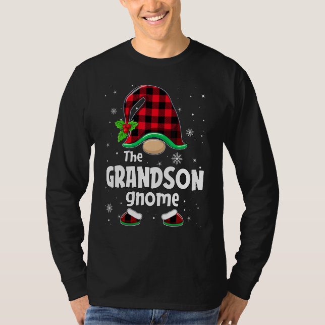 Camiseta The Grandson Gnome Buffalo Plaid Christmas Matchin (Anverso)