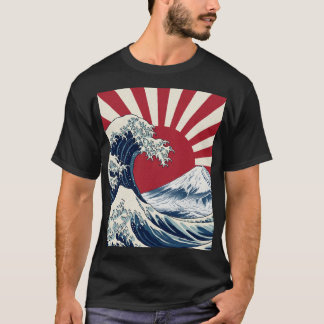 Camiseta The Great Wave off Kanagawa & rising sun flag