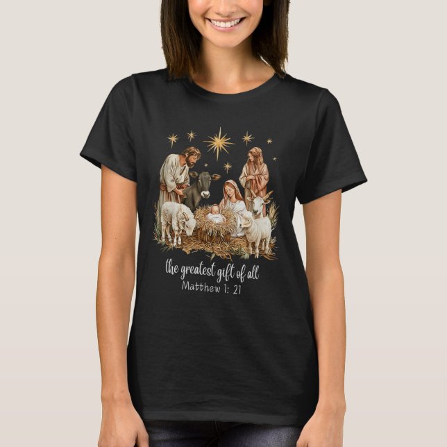 Camiseta The Greatest For All Christmas Nativity Jesus Chri (Anverso)