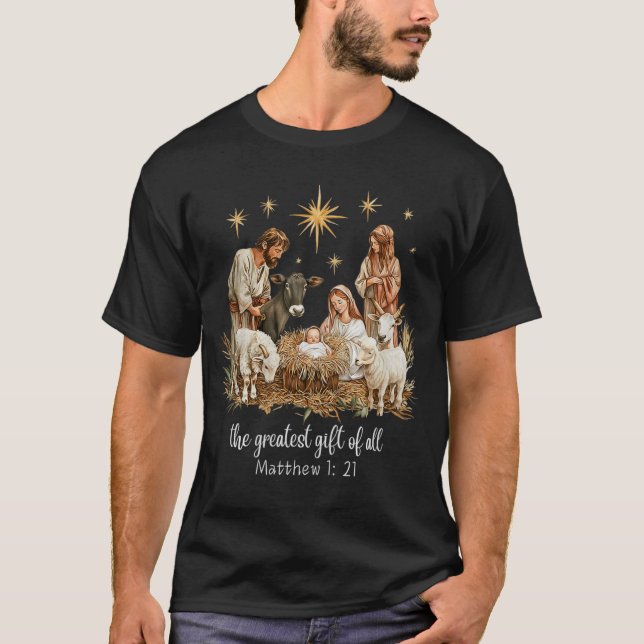 Camiseta The Greatest For All Christmas Nativity Jesus Chri (Anverso)