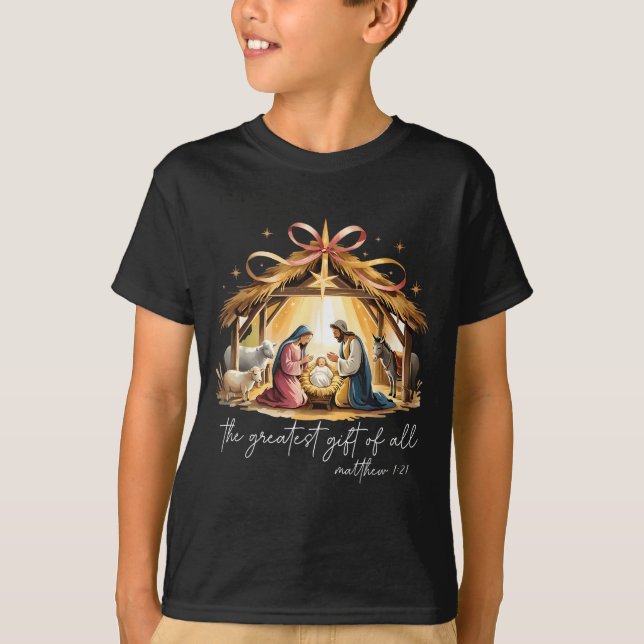 Camiseta The Greatest Gift Of All Christmas Jesus Christian (Anverso)