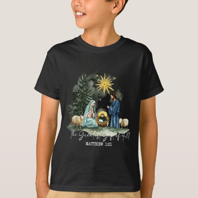Camiseta The Greatest Gift Of All Christmas Xmas Nativity B (Anverso)