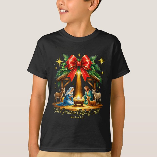 Camiseta The Greatest Gift Of All Nativity Christian Christ (Anverso)