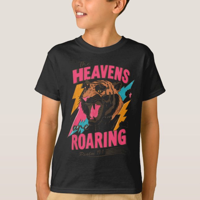 Camiseta The Heavens Are Roaring Psalm 19_1, Retro Tiger Gr (Anverso)
