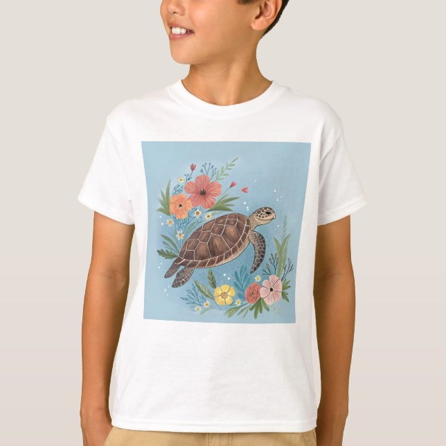 Camiseta The illustration of a sea turtle (Anverso)