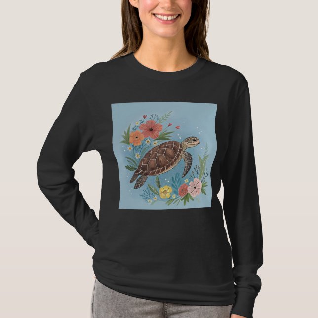 Camiseta The illustration of a sea turtle (Anverso)