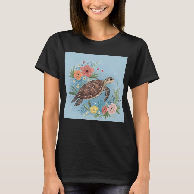 Camiseta The illustration of a sea turtle (Anverso)