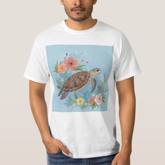 Camiseta The illustration of a sea turtle (Anverso)