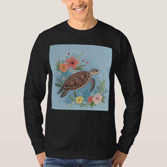 Camiseta The illustration of a sea turtle (Anverso)