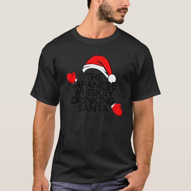 Camiseta The Japanese Whiskey Drinking Santa Funny Holiday  (Anverso)