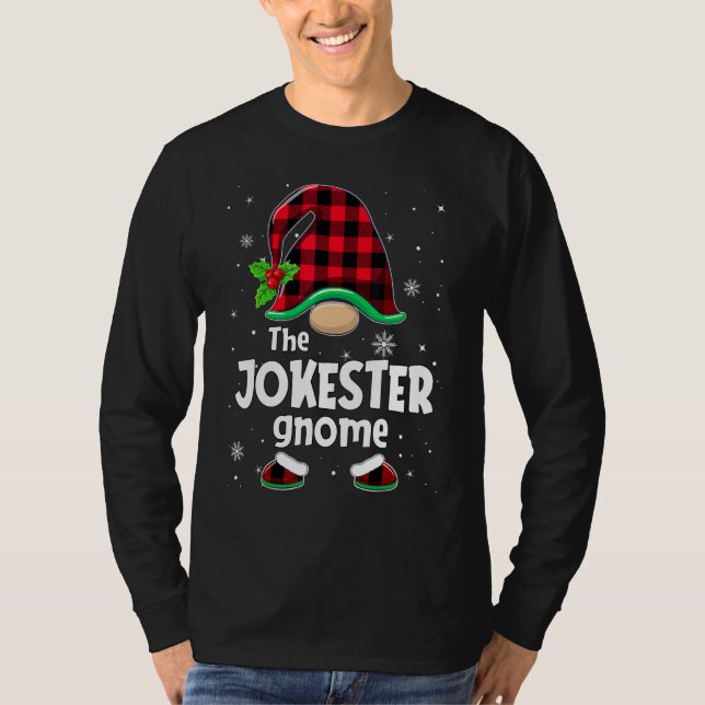 Camiseta The Jokester Gnome Buffalo Plaid Christmas Matchin (Anverso)