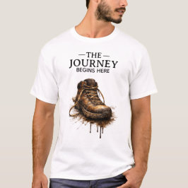 Camiseta "The Journey Begins Here - Rugged Hiking Boot