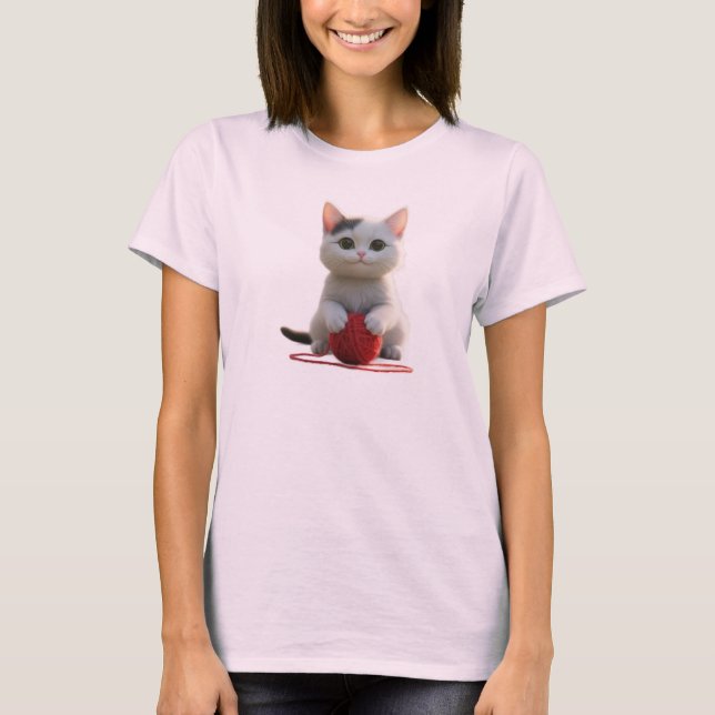Camiseta The Kitten and the Red Yarn (Anverso)