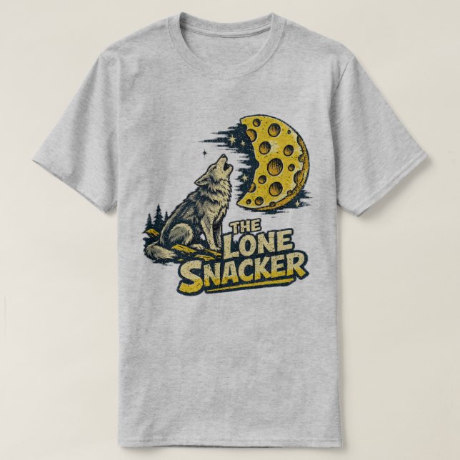 Camiseta The Lone Snacker Funny Howling Fox Moon Graphic (Diseño del anverso)