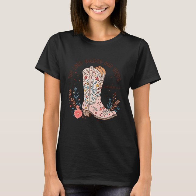Camiseta The Lord Guides Our Steps Western Boots Floral (Anverso)