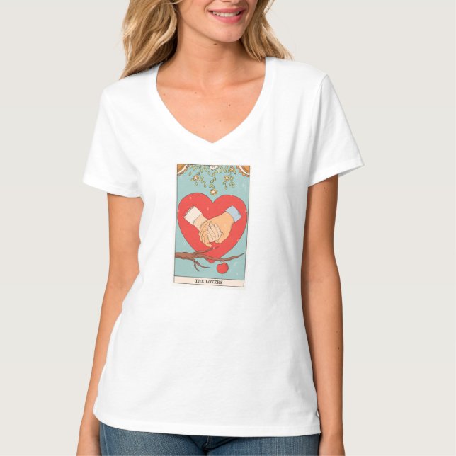 Camiseta The Lovers tarot card modern Major Arcana (Anverso)