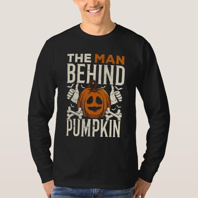Camiseta The Man Behind The Pumpkin Dad Halloween Pregnancy (Anverso)