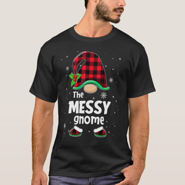 Camiseta The Messy Gnome Buffalo Plaid Christmas Matching F (Anverso)