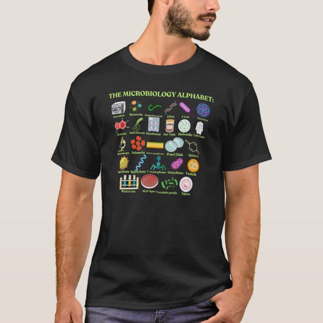 Camiseta The Microbiology Alphabet science and microbiology (Anverso)