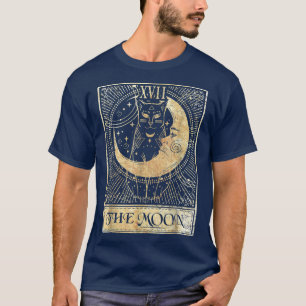 Camiseta The Moon Tarot Card Crescent Cat Night Halloween C