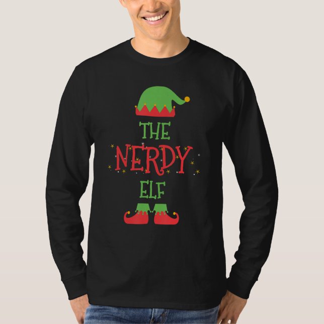 Camiseta The Nerdy Elf Christmas Family Matching Group (Anverso)