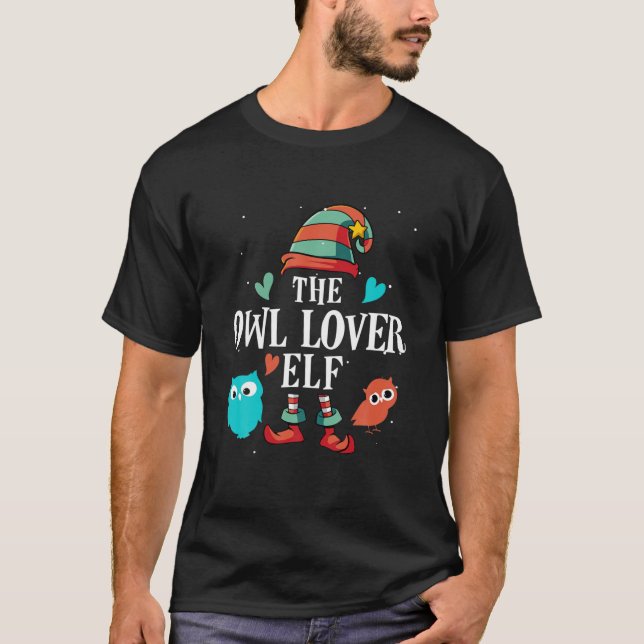 Camiseta The Owl Lover Elf Funny Christmas Matching Group (Anverso)