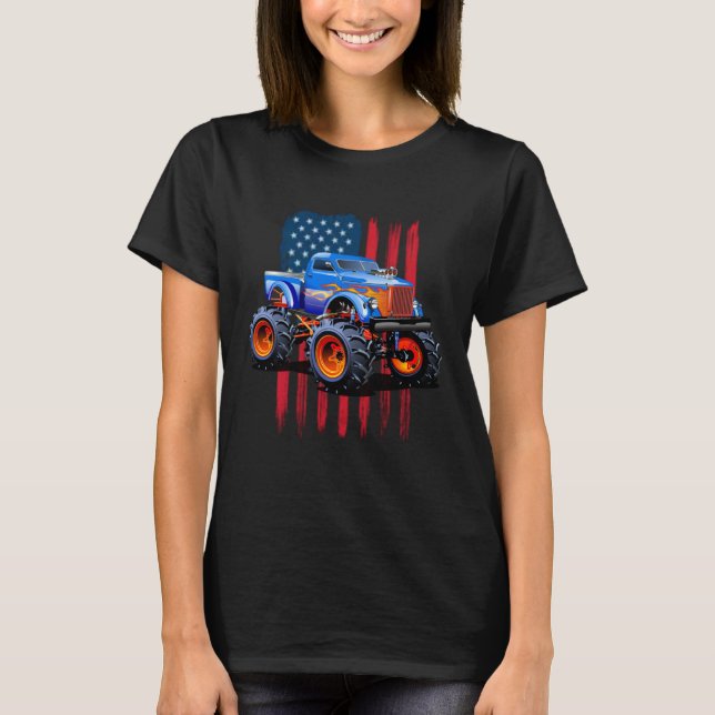 Camiseta The perfect American Flag Monster Truck's Rule (Anverso)