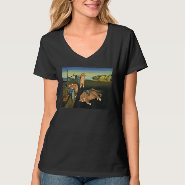 Camiseta The Persistence of Memory Cat  Painting (Anverso)